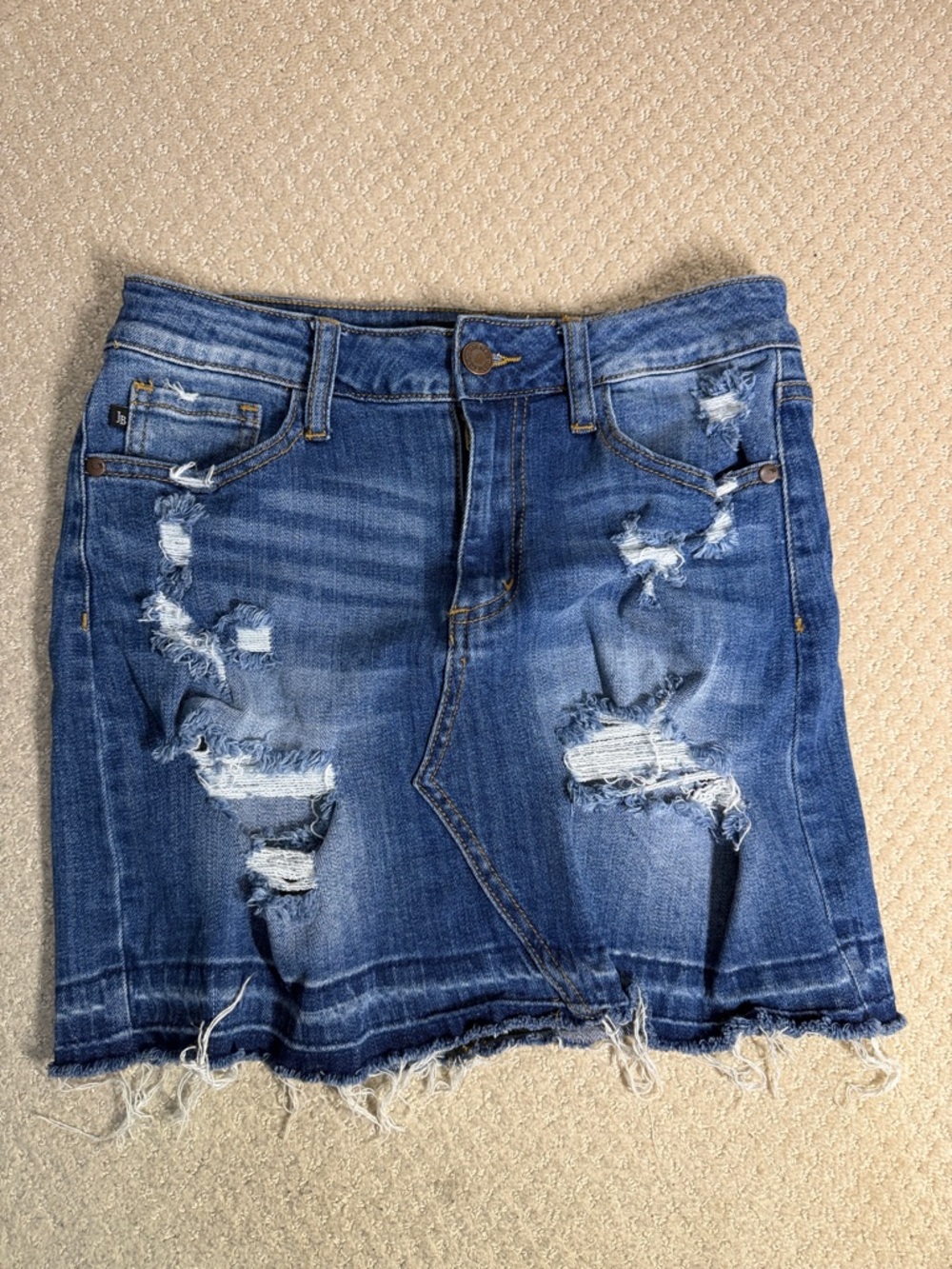 Judy blue Distressed Blue Denim Mini Skirt